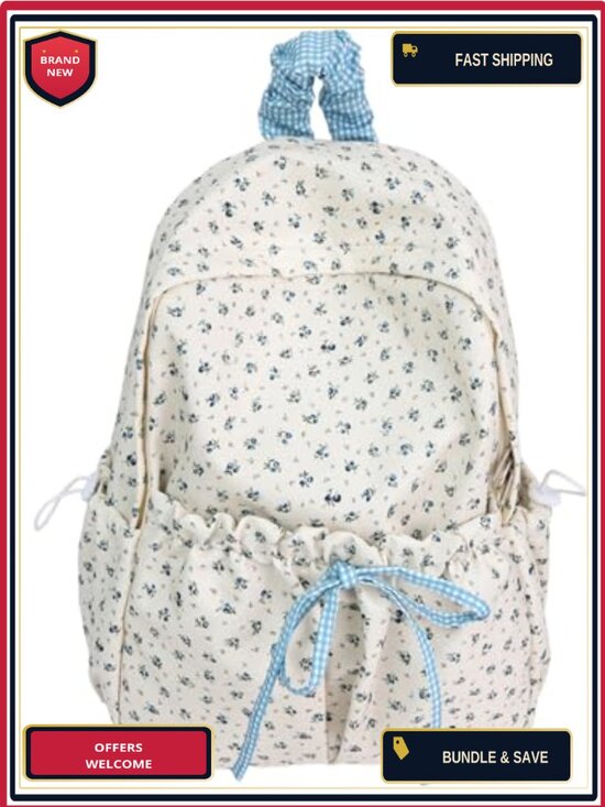 Other - Cute Aesthetic Floral Backpack for Women Kawaii Preppy College Book Bag Laptop